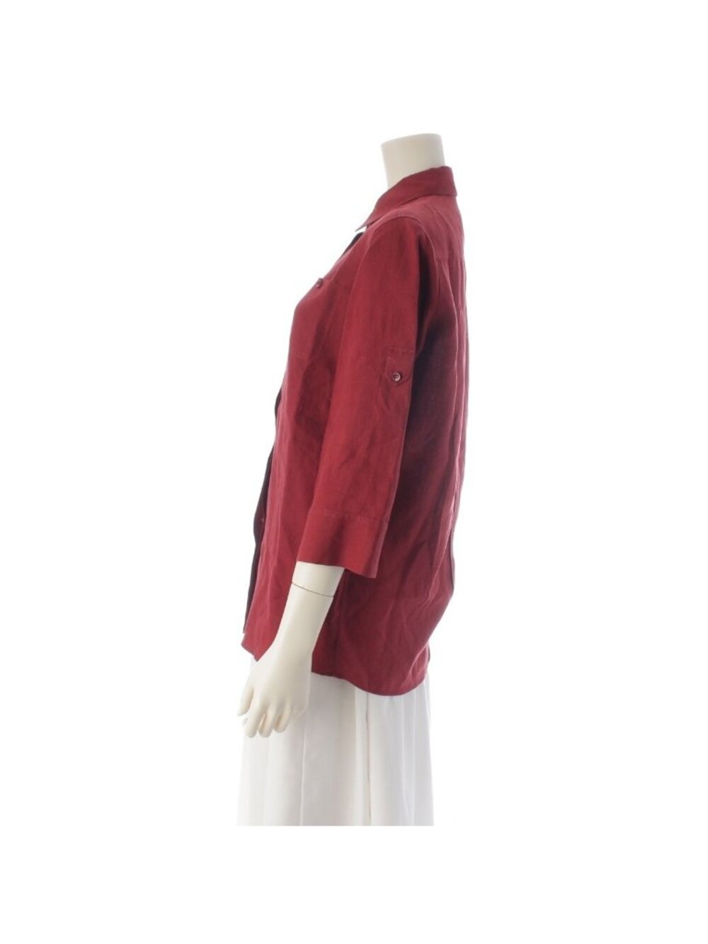 Loro Piana Linen Logo Button Long Sleeve Shirt 3/4 Bordeaux - Picture 3 of 10